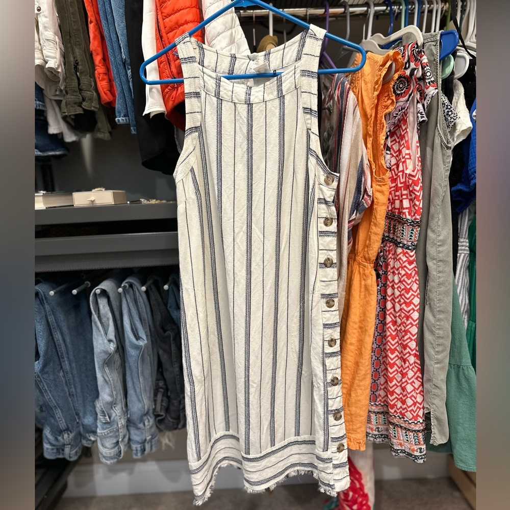 Anthropologie blue/white stripe shift dress. Size 2.
